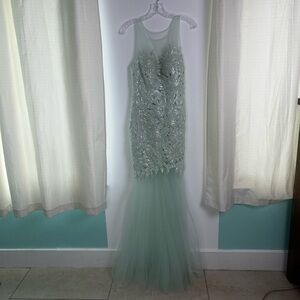 Forever Unique Pale Green Long Sequin Embroidered Fishtail Mermaid Party Dress 6